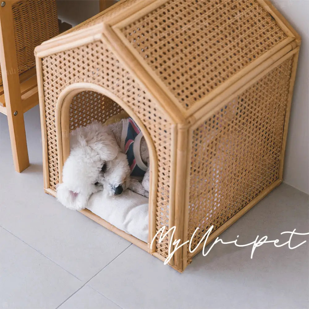 高級天然藤 猫用・犬用ハウス 手編みラタンベッド 北欧風犬用ベッド 猫用ベッド