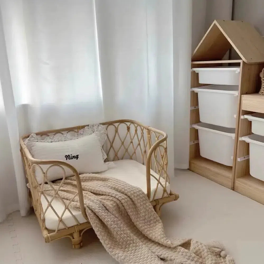 高級天然藤 手編みラタンベッド 北欧風犬用ベッド 猫用ベッド