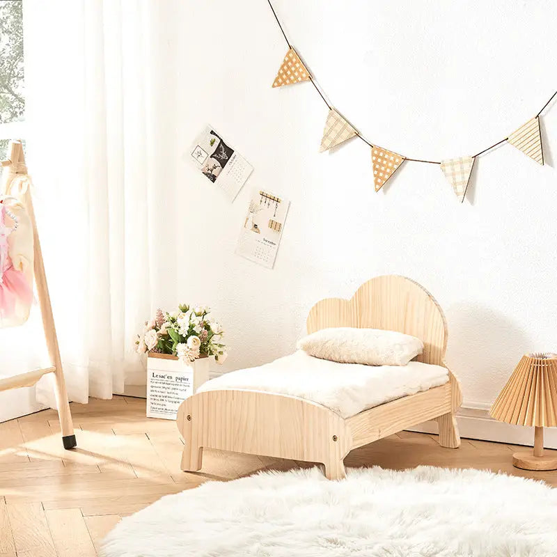 【森にいる】北欧風猫ベッド/犬ベッド 木製 雲デザインペットベッド 天然木キャットベッド ペット家具