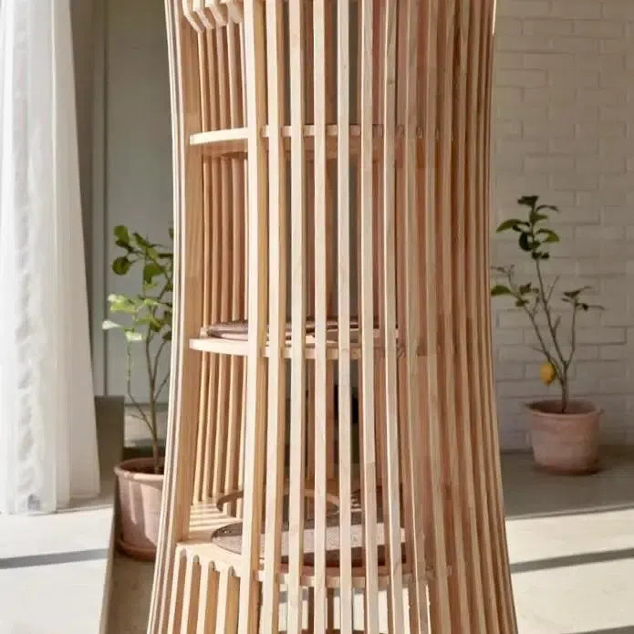 【雅】透ける木漏れ日キャットタワー 和風 天然木 高級猫家具【2週間以内発送可能】