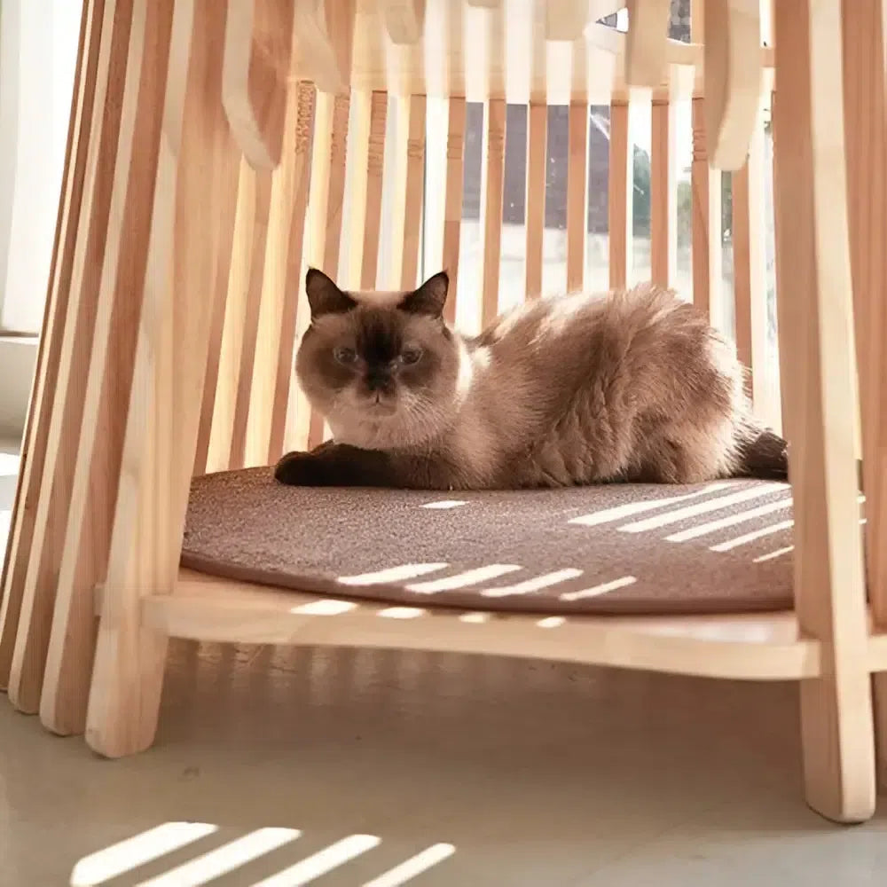 【雅】透ける木漏れ日キャットタワー 和風 天然木 高級猫家具【2週間以内発送可能】