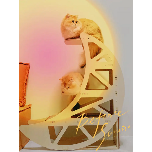 【月にのる】キャットタワー 北欧風 木製 天然木 猫用インテリア ペット家具 (翌日発送可能)