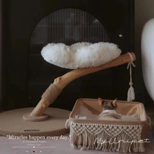 【雲にのる】無垢材キャットタワー北欧風 木製 天然木 ペット家具 猫ベッド(3月下旬納品可能)