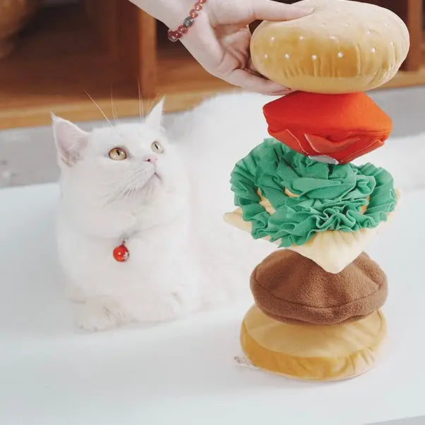【ハンバーガーおもちゃ】犬用/猫用 知育玩具ノーズワーク おやつ隠し ストレス解消