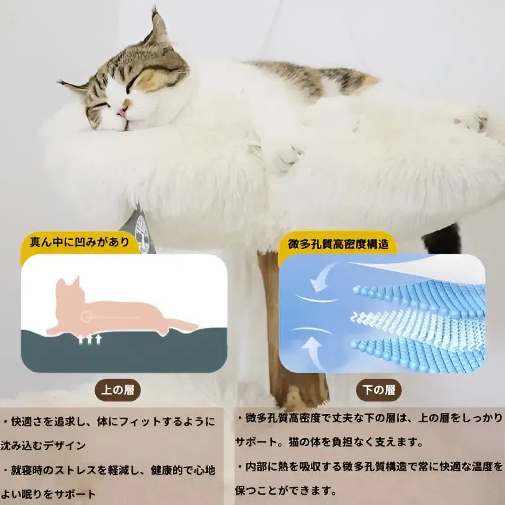 【雲にのる】猫が落ち着く最上部のくぼみ型クッション
