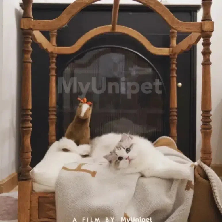 【ローマの休日】高級天然木製ペットベッド キャノピーベッド 猫用ベッド 犬用ベッド 高級ペット家具(受注製作)
