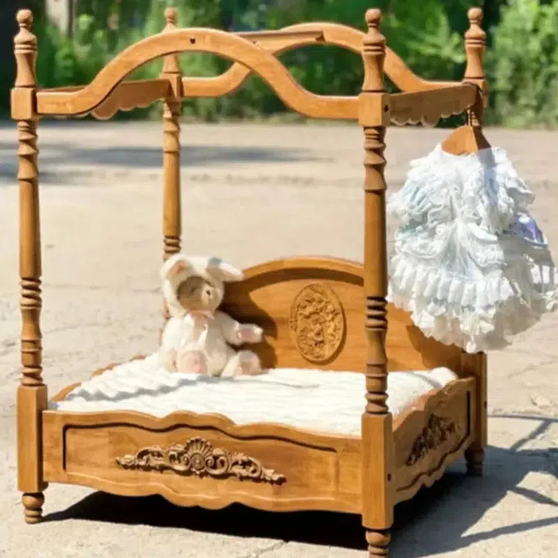 【ローマの休日】高級天然木製ペットベッド キャノピーベッド 猫用ベッド 犬用ベッド 高級ペット家具(受注製作)