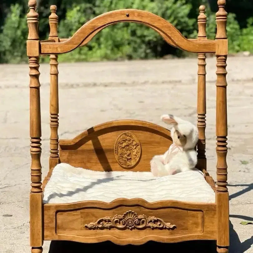 【ローマの休日】高級天然木製ペットベッド キャノピーベッド 猫用ベッド 犬用ベッド 高級ペット家具(受注製作)