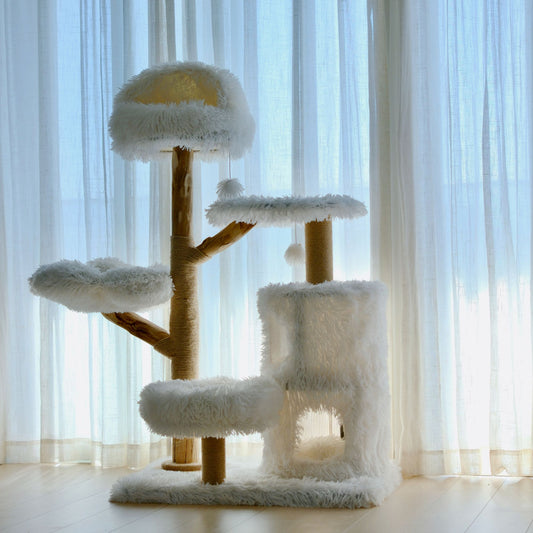 【雲にのる】雲城 - 凪 北欧風 無垢材ベッド付き天然木キャットタワー 多頭飼い対応 (翌営業日発送可能）