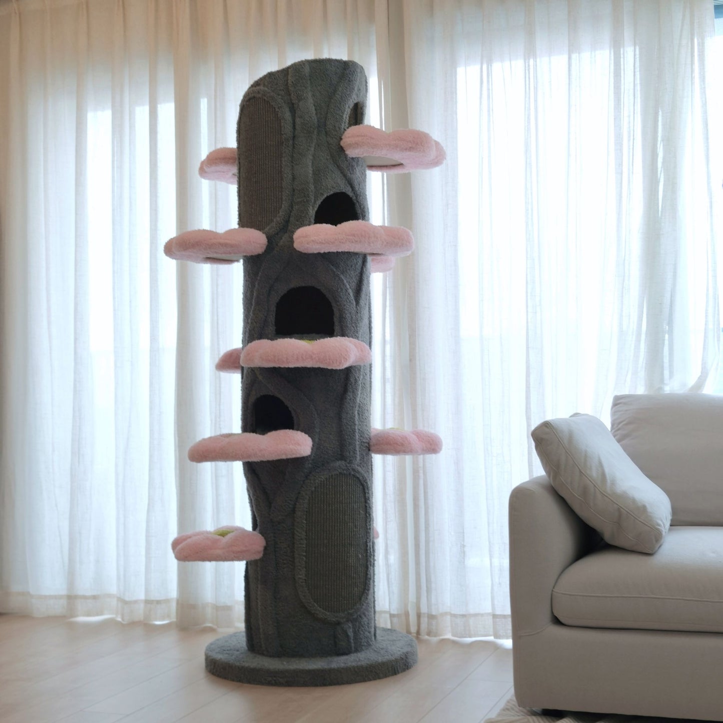 Sakura Bloom Cat Tower 花びらステップキャットタワー 184cm｜多頭飼いにもおすすめ・洗える布カバー仕様（翌営業日発送可能）