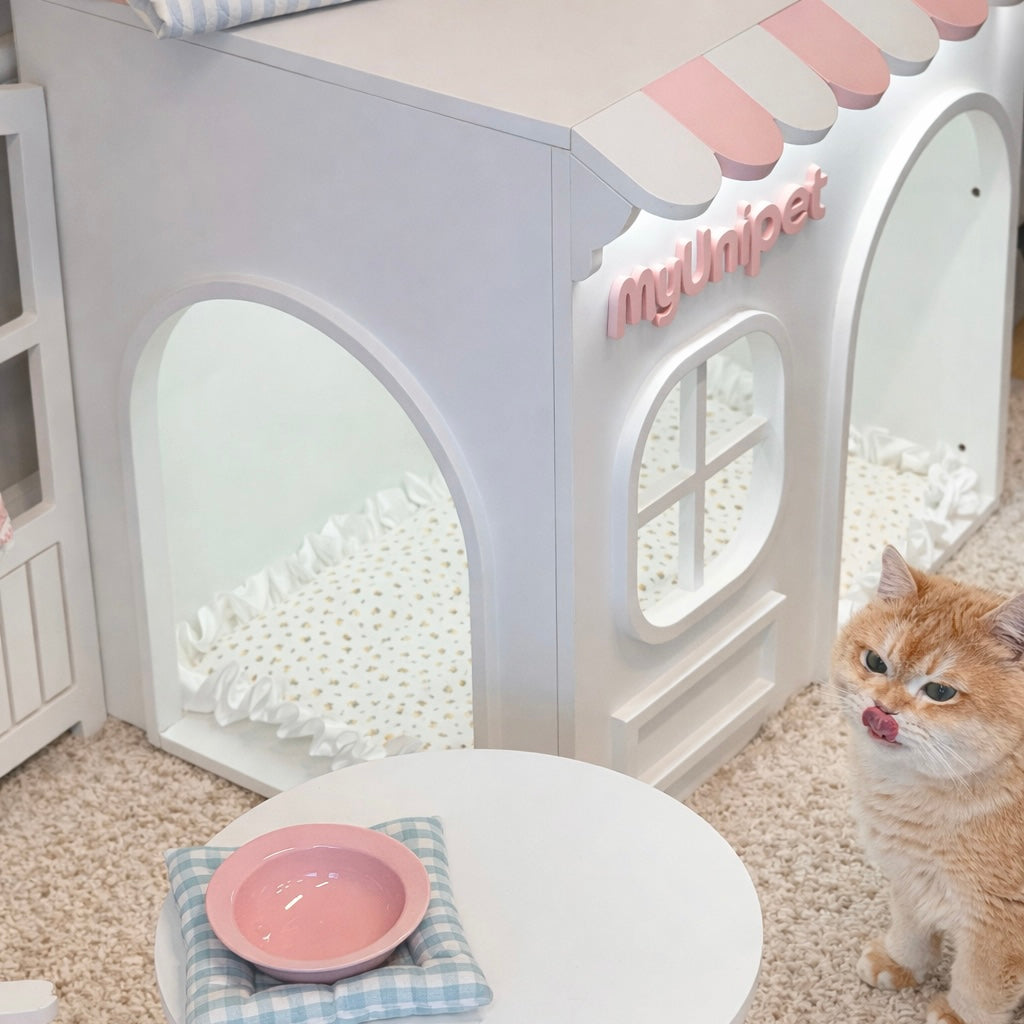 Mini Villa｜名入れ対応・ライト付き 高級ペットハウス 犬猫用ミニヴィラ(受注製作)