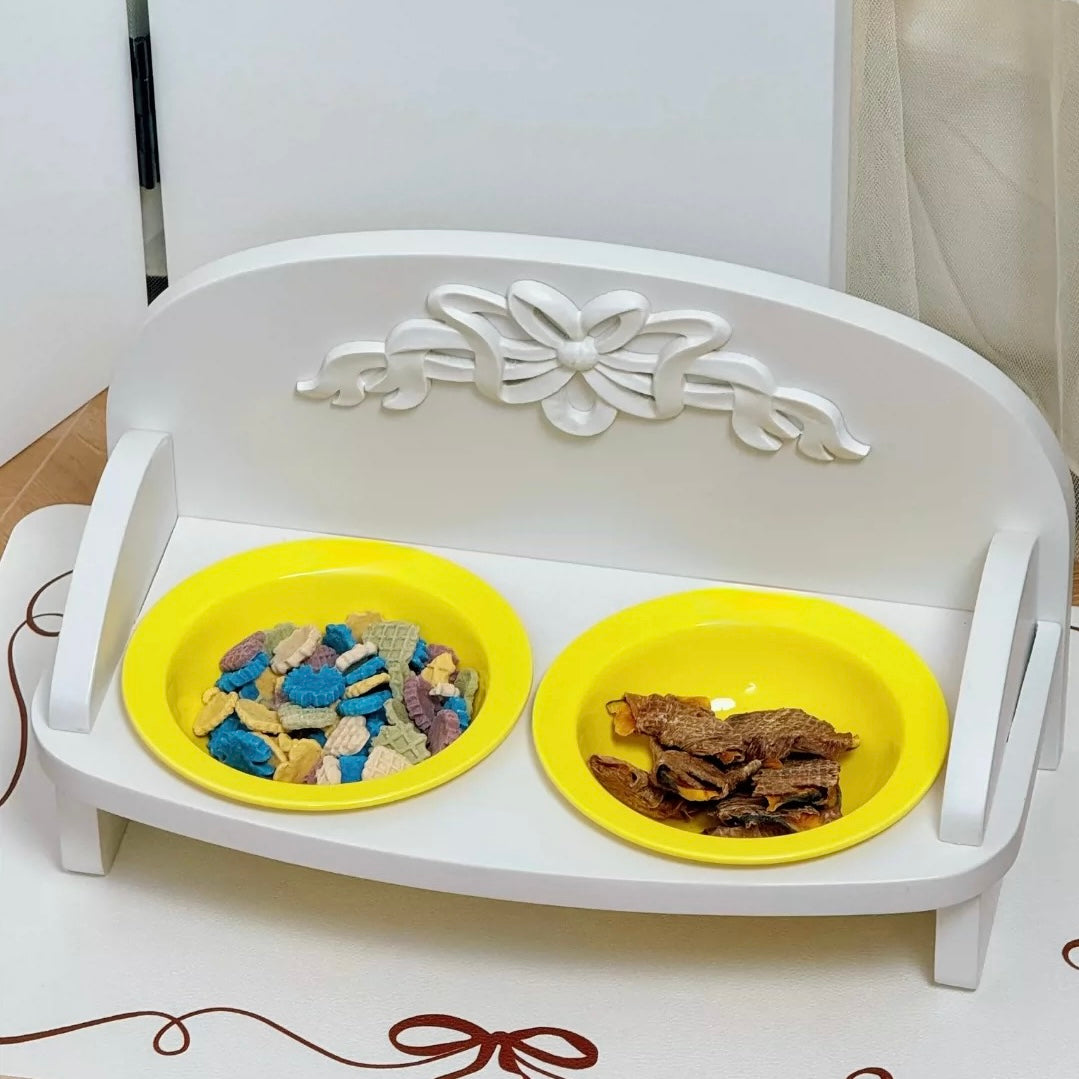 クラシック彫刻 木製フードスタンド｜犬猫兼用 ペット用食器台（受注製作）