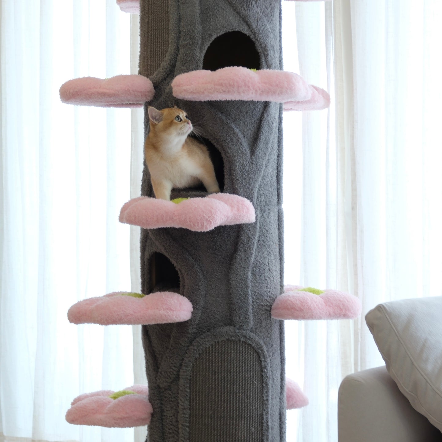 Sakura Bloom Cat Tower 花びらステップキャットタワー 184cm｜多頭飼いにもおすすめ・洗える布カバー仕様（翌営業日発送可能）