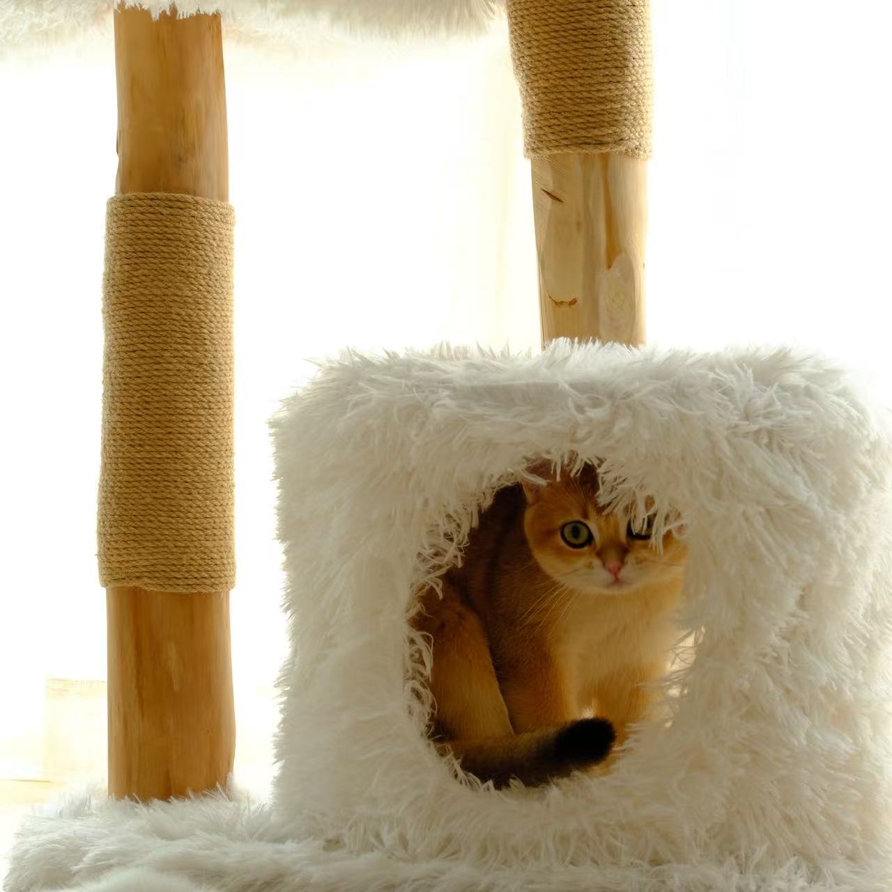 雲にのる】無垢材キャットタワー 北欧風 天然木 ペット家具 (翌営業日