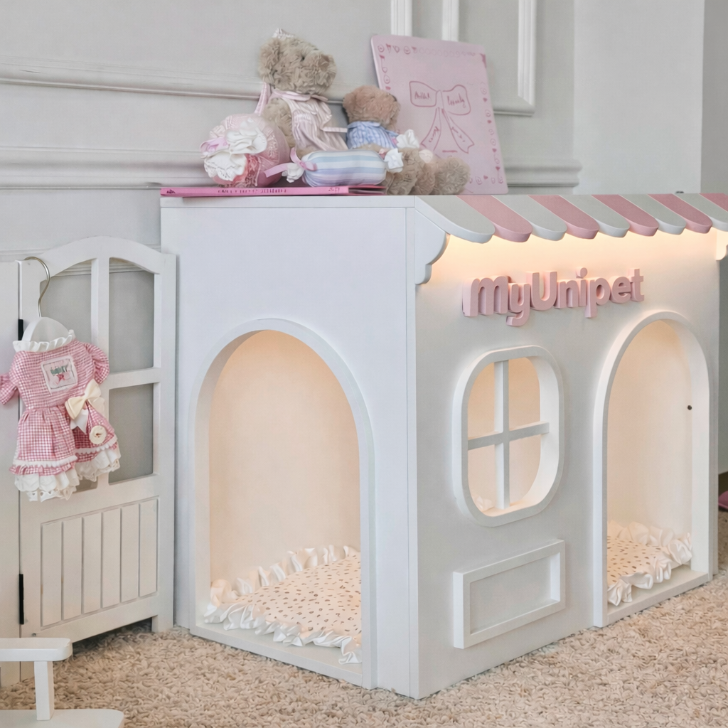 Mini Villa｜名入れ対応・ライト付き 高級ペットハウス 犬猫用ミニヴィラ(受注製作)