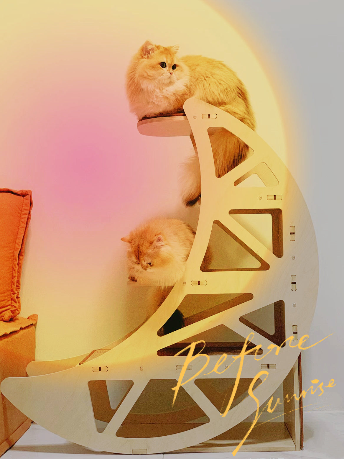 【月にのる】キャットタワー 北欧風 木製 天然木 猫用インテリア　ペット家具 （オーダーメイド）