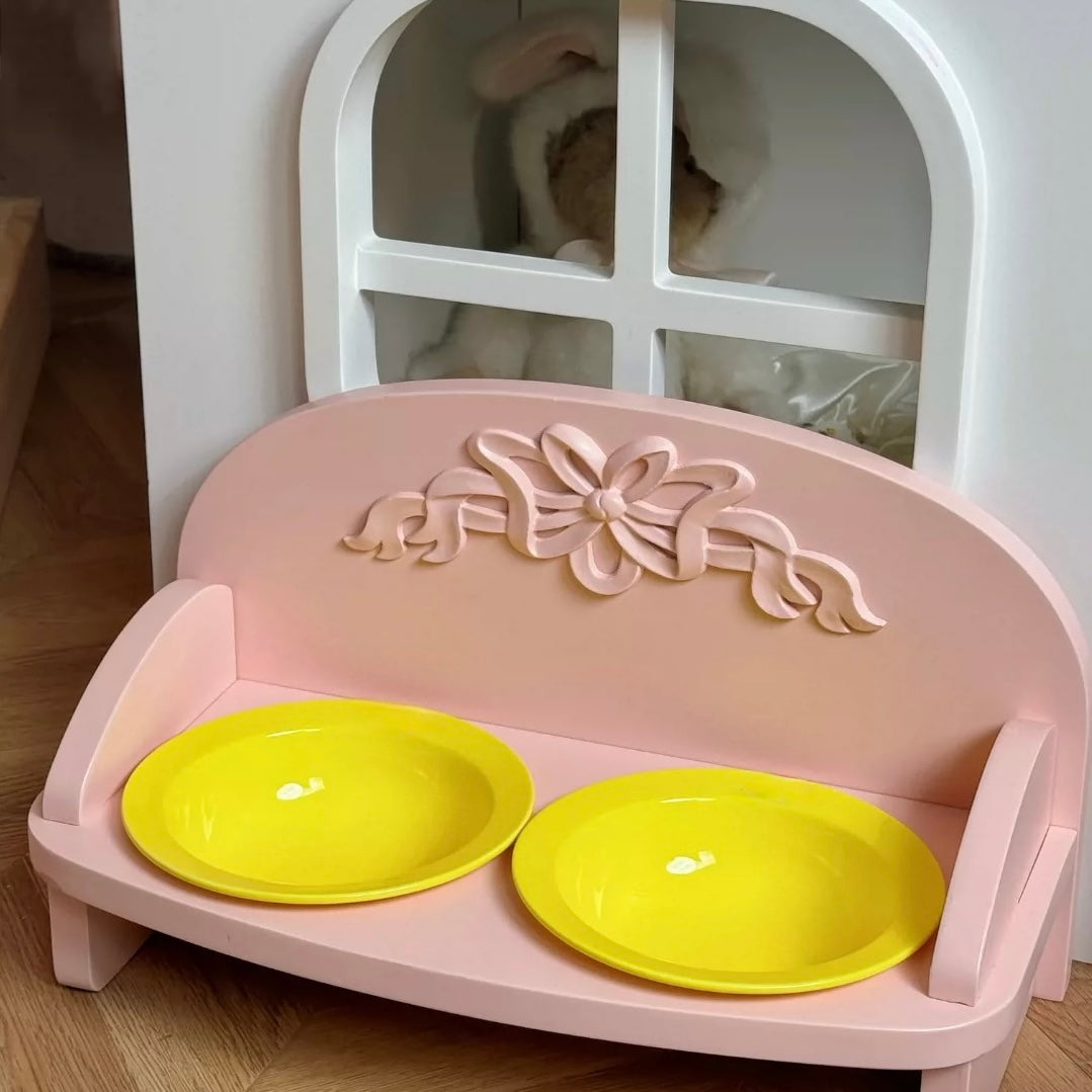 クラシック彫刻 木製フードスタンド｜犬猫兼用 ペット用食器台（受注製作）