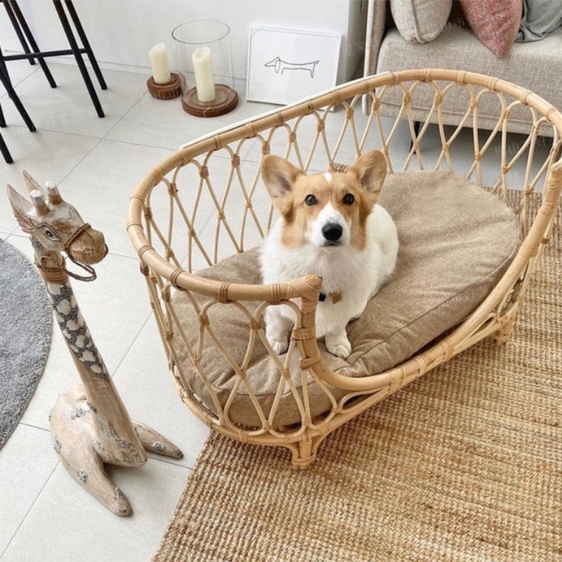 高級天然藤 手編みラタンベッド 北欧風犬用ベッド 猫用ベッド – MyUnipet