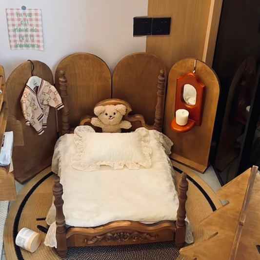 【ローマの休日】高級天然木製ペットベッド　猫用ベッド 犬用ベッド 高級ペット家具
