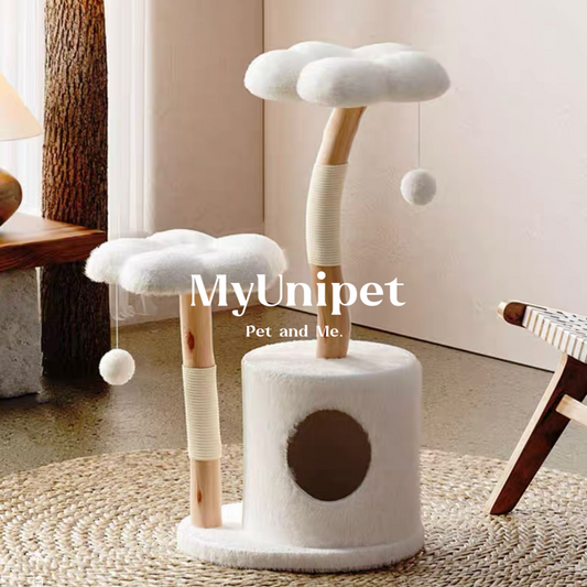 【雲にのる】無垢材キャットタワー　北欧風 木製 天然木 ペット家具　キャットベッド