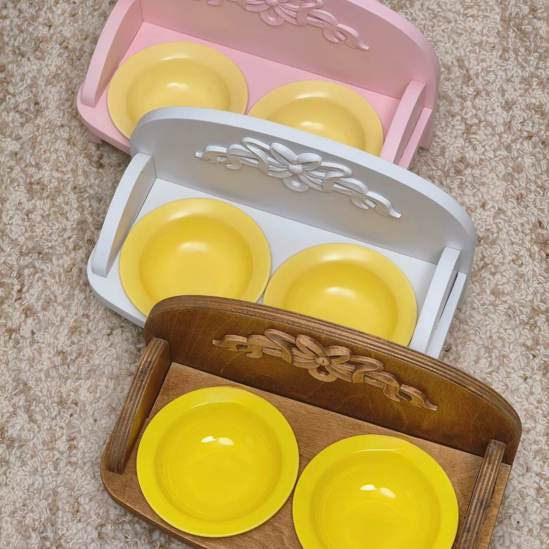 クラシック彫刻 木製フードスタンド｜犬猫兼用 ペット用食器台（受注製作）