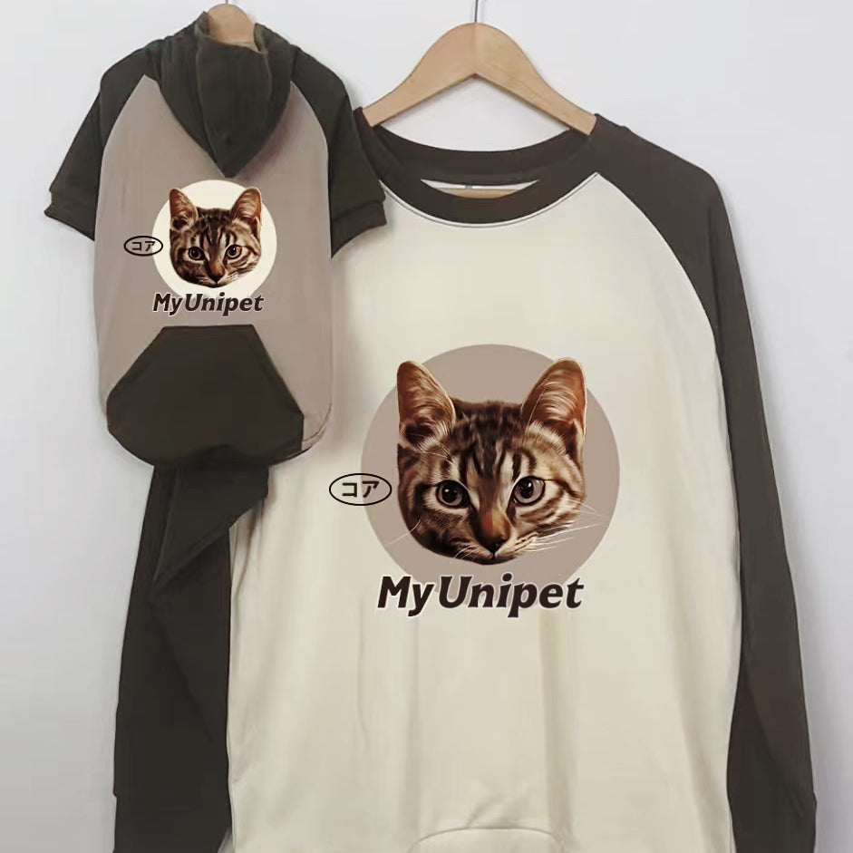 【うちの子 犬猫用切り替えTシャツ】犬用／猫用お洋服　うちの子写真をイラスト オーダーメイドうちの子オリジナルグッズ