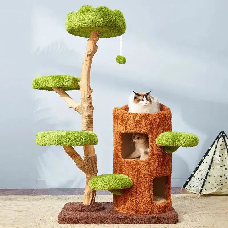 木にのる】天然無垢材キャットタワー｜ベッド一体型・多頭飼い・省