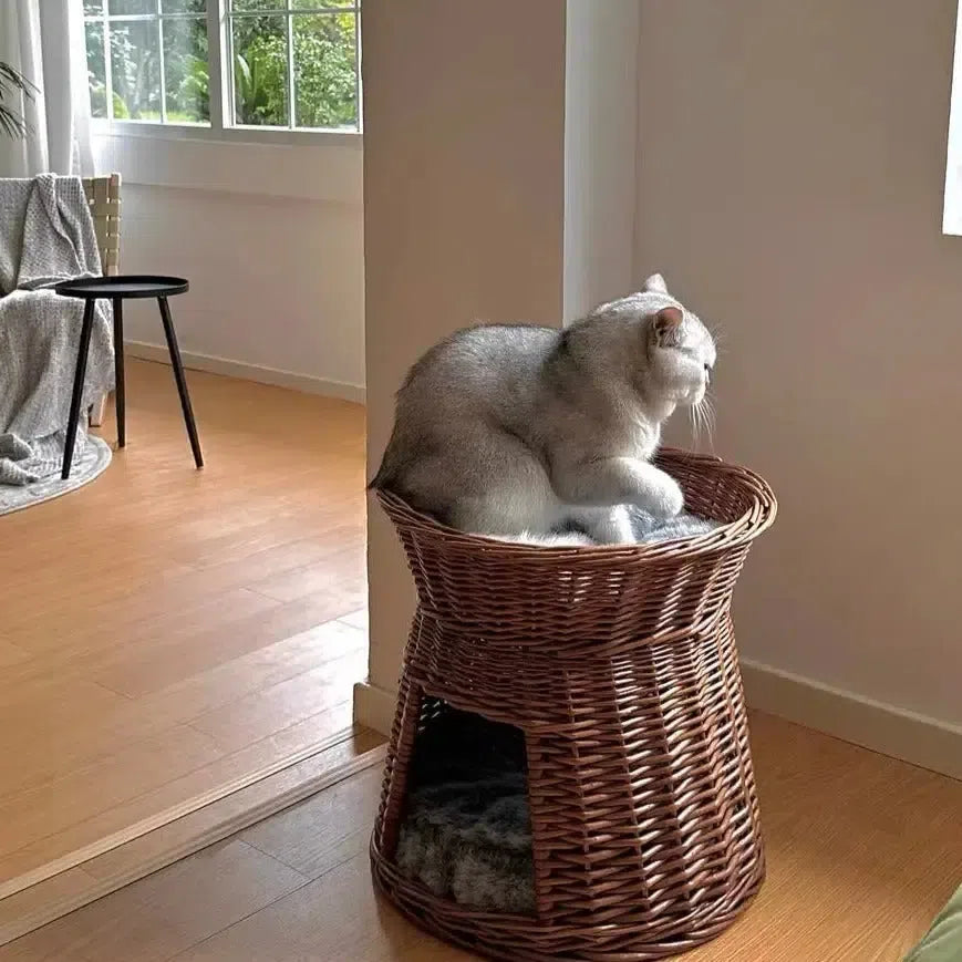 手編み猫用2段ラタンベッド 天然籐 猫多頭飼い ダブルベッド – MyUnipet 手編み猫用2段ラタンベッド 天然籐 猫多頭飼い ダブルベッド – MyUnipet