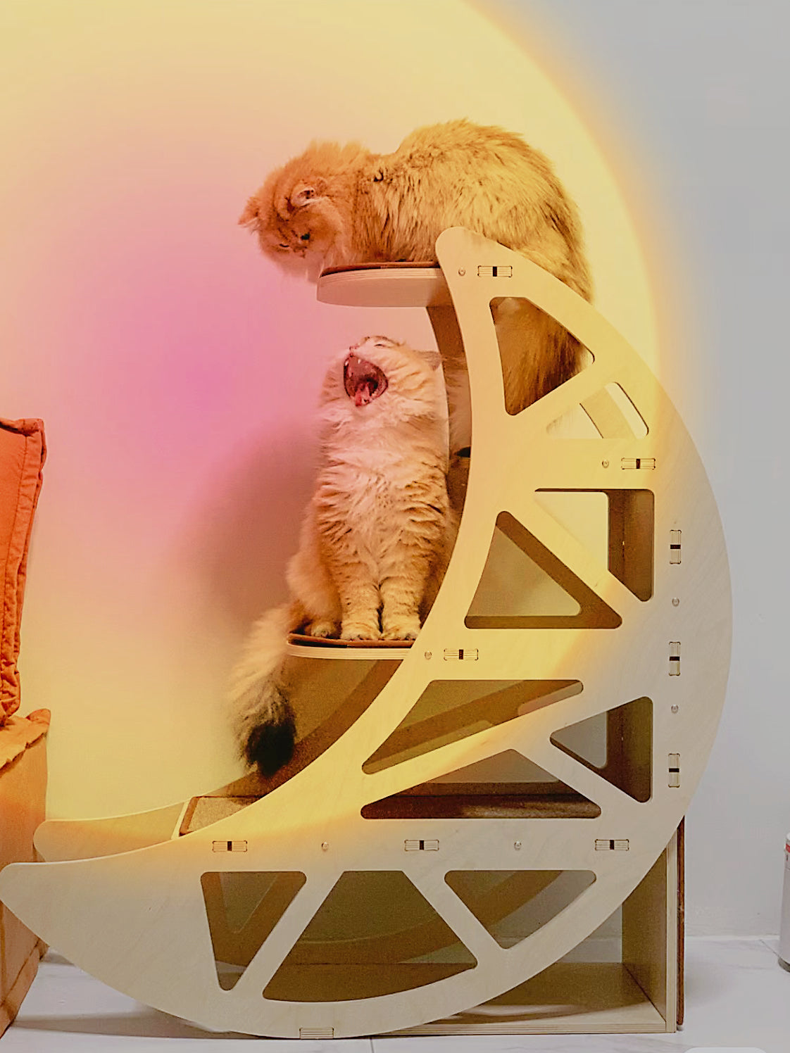 月にのる】キャットタワー 北欧風 木製 天然木 猫用インテリア