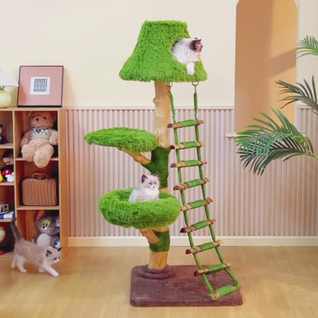 木にのる】木製キャットタワー151cm｜森のツリーハウス風（翌営業日
