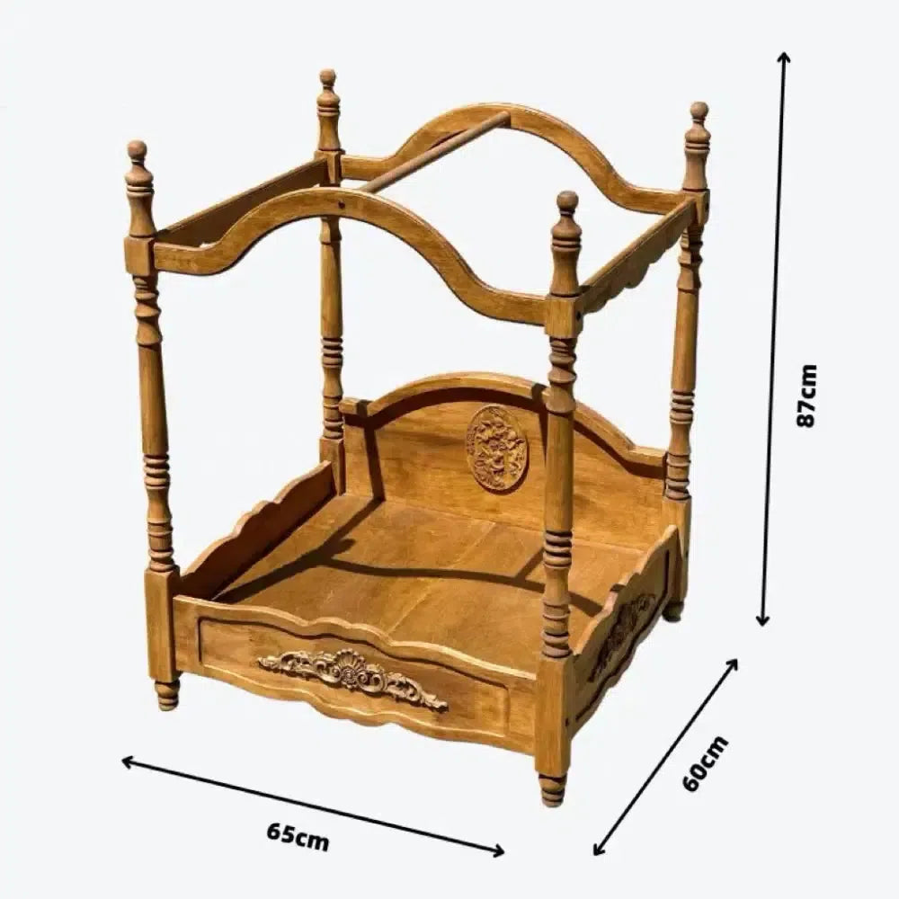 【ローマの休日】高級天然木製ペットベッド キャノピーベッド 猫用ベッド 犬用ベッド 高級ペット家具（受注製作）