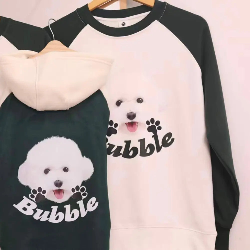 【うちの子犬猫切り替えTシャツ】犬用／猫用お揃い洋服 ペアルック うちの子写真をイラスト オーダーメイドうちの子オリジナルグッズ