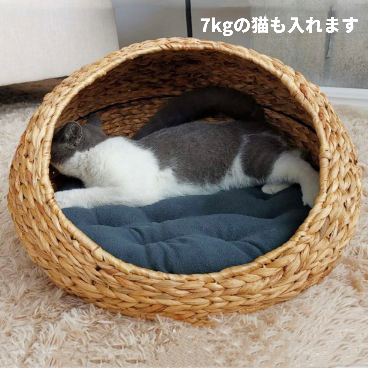 手編み猫用ラタンベッド　天然素材